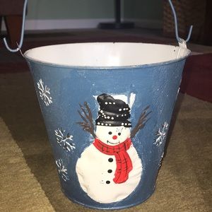 Handpainted Snowman Bucket Decoration